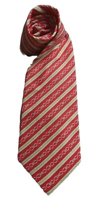 EUC WIDE 复古 Clericci 100% 聚酯纤维领带橙色棕褐色条纹 4 英寸领带 — 第 1/4 张图片