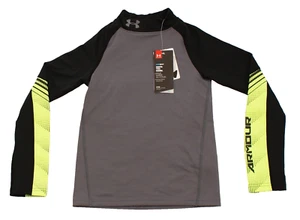Under Armour Coldgear Little Boy's YSM Size 8 Gray Black Fitted Athletic Shirt - Picture 1 of 2