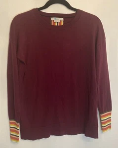Boden Cassandra Burgundy Sweater Rainbow Stripe Cotton Wool Size Small - Picture 1 of 6