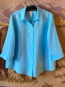 Chico's bügelfreies Damen Gr. Pet 3 Blusenshirt 3/4 Arm türkis - Bild 1 von 8