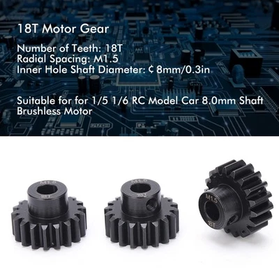 3PCS Steel Pinion Motor Gear 18T Motor Gear For 1/5 RC Model Car  FUTS - Image 1 of 4