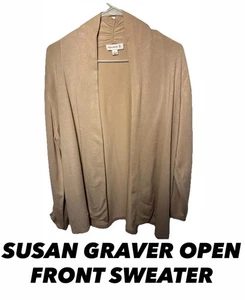 Suéter tejido Susan Graver para mujer abierto frente oficina detalle cuello acanalado talla L - Imagen 1 de 14