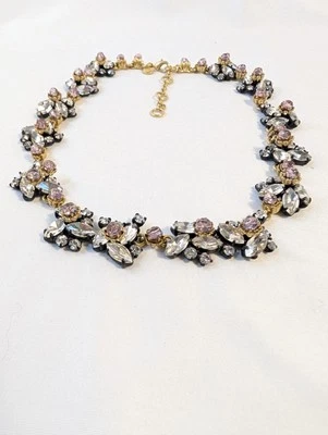 Collar J.Crew Cristal Floral Rosa Multicolor Olla Negro Chapado Latón Foto 1 de 4