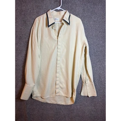 Camisa de vestir ANGELINO para hombre amarilla texturizada manga larga abotonada talla 18,5 46 Foto 1 de 3