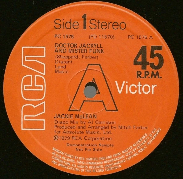 Jackie McLean - Doctor Jackyll And Mister Funk - UK Promo 12" Vinyl - 1979 - RCA Foto 1 de 1