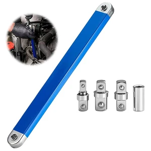 Offset Extension Wrench Set Ratchet Spanner Wrench with 4 Extender Adapter New - Imagen 1 de 16