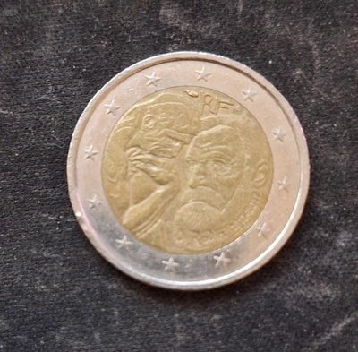 2017 法国 2 欧元纪念币 奥古斯特·罗丁 1917 - 2017 年 美丽!! — 第 1/2 张图片