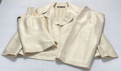 Kasper Cream Open Front Blazer 3-Piece Skirt Suit Women’s 10P - Image 1 of 4