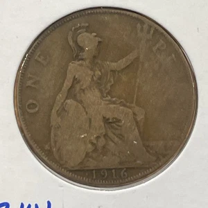 1916 Great Britain 1 penny coin F3141 - Picture 1 of 2
