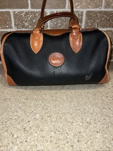Dooney & Bourke Gladstone Satchel Leather Brown & Black Small Vintage USA Made - Picture 1 of 22