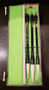 Juego de 3 pinceles de caligrafía china de palo de rosa Huzhou Wang Yipinzai vintage -... - Imagen 1 de 6