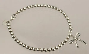 Pulsera Tiffany & Co con lazo de cuentas de plata de ley 925 6,75" LEER - Imagen 1 de 12