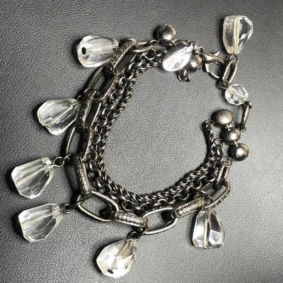 8169 White House Black market Acrylic Briolette charm Chain link bracelet 7.5-8" - Image 1 of 2