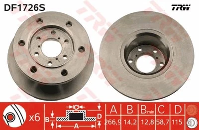 TRW DF1726S Brake Disc for Alfa Romeo, Iveco - Image 1 of 3