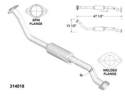 Catalytic Converter for 1998-1999 Ford Ranger 2.5L L4 GAS SOHC - Image 1 of 2