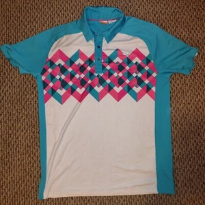 Polo de golf Puma Dry Cell manga corta talla grande verde azulado rosa blanco - Imagen 1 de 3