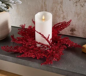 Glistening Maiden Hair Fern Candle Ring by Valerie in Red - Picture 1 of 1