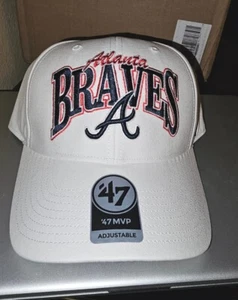 Atlanta Braves MLB Baseball White Hat Cap New ‘47 Brand MVP Adjustable New w Tag - Picture 1 of 6