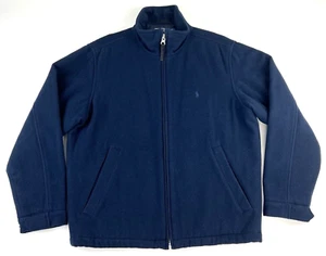 De Colección Chaqueta Polo Ralph Lauren Para Hombres M Azul Mezcla de Lana Forro Acolchado Cremallera Completa Abrigo - Imagen 1 de 9