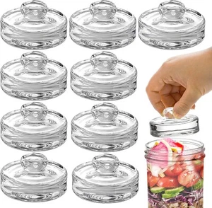9 Pack Fermentation Glass Weights with Easy Grip Handles for Wide Mouth Mason - Picture 1 of 9
