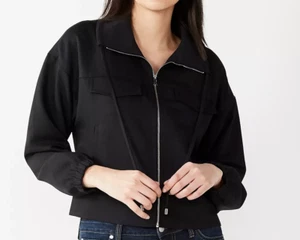 Nine West Women's Dull Black Soft Utility Crop Jacket - Sizes S/M/L/XL - NWT - Picture 1 of 2