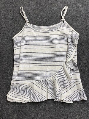 Maurices White Combo Stripe Ruffled Hem Knit Tank Size S - Image 1 of 4