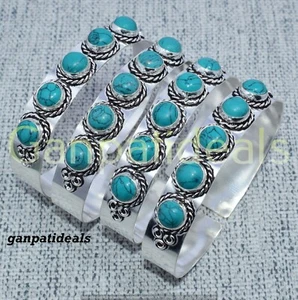 BULK SALE !! Turquoise Gemstone Bangle Wholesale Lot 925 Silver Plated Jewelry - Picture 1 of 6