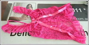 Ladies-Size ( X Large-14-16 )-Sexy-Open Front-Babydoll~Nightie-Fushia Pink-NWOT - Picture 1 of 3