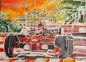 PATRICE*MEROT*F1*PEINTURE*CASINO MC *2003*GRAND PRIX*MONACO*FERRARI*COLLECTOR*OR - Picture 1 of 14