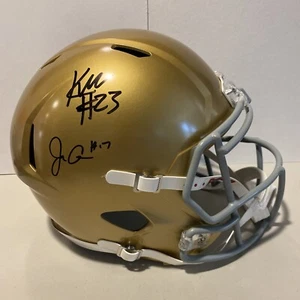 Jack Coan & Kyren Williams Firmado Notre Dame Fighting Irish Tamaño Completo Velocidad JSA - Imagen 1 de 10