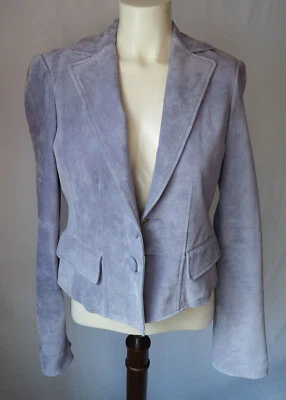 Chaqueta Blazer W By Worth Gamuza Cuero Recortada Claro Periwinkle Talla 4 Foto 1 de 4