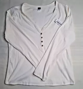 Old Navy Women’s White Long Sleeve Shirt V Neck Size XL  NWT - Picture 1 of 7
