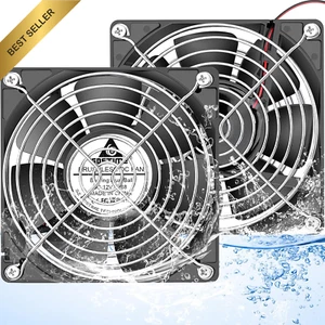 IP68 Waterproof 120MM 12V DC Cooling Fan, Dual Ball Bearings, 2-Pack - Picture 1 of 12