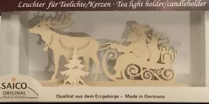 Saico Original Weihnachtsmann mit Rentier Holz Teelicht Kerzenhalter Made in Germany - Bild 1 von 6