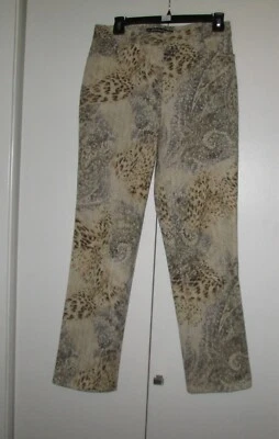 Ellen Tracy Company Casual High Waist Pants Tan Animal Print Size 8 Petite - Image 1 of 4