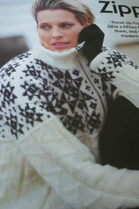Pattern For 2 Colour Zipped Nordic Style Jacket In D.K yarn.-Size 36-42ins - Picture 1 of 1