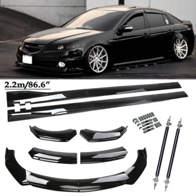 For Acura TL Glossy Black Front Bumper Spoiler Body Kit / Side Skirt/Strut Rods Foto 1 de 4