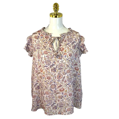 NEW Chelsea & Theodore Women's Ruffle Blouse Top 2X Floral Preppy Office Boho - Image 1 of 4