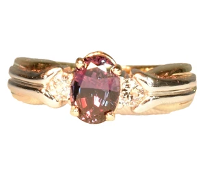 GIA Cert. Natural Color Change Pyrope-Spessartine Garnet 18k Plat. Diamond Ring - Picture 1 of 22