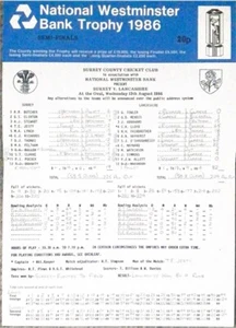Surrey V Lancashire - 1986 NatWest Trophy Semi-Final - 13th August 1986 - Picture 1 of 1
