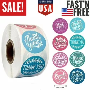 500pz/Rotolo 1" Adesivi Floreali Grazie Assortiti Etichette Sigillanti Rotonde 8 Disegni - Foto 1 di 11