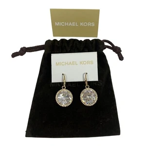 Michael Kors Sparkly Clear Gold Tone Drop Earrings NWT $95 MKJ1959710 + Dust Bag - Picture 1 of 10