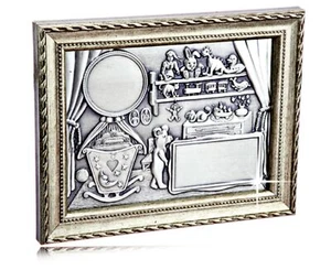 Die schöne Geburtentafel aus Zinn im Schmuckrahmen - Geburtsrelief mit Silberrah - Bild 1 von 1