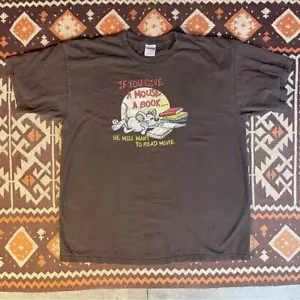 VTG If you Give A Mouse A Cookie [Book] Mountain View Public Library T-Shirt XL - Picture 1 of 6