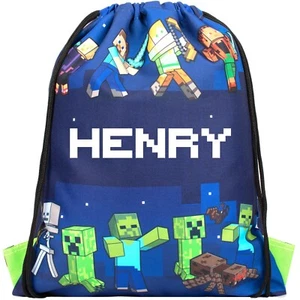 Minecraft Personalised Drawstring Bags PE Kit Bag for Boys Swimming Bag Football - Picture 1 of 7