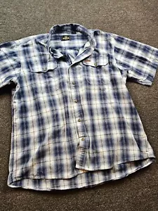 Redhead Mens Button Up Short Sleeve XXL 2XL Blue and White Flannel - Picture 1 of 7