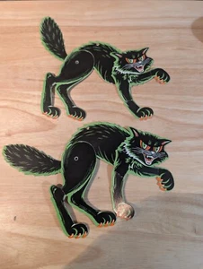 Beistle Vintage Halloween Diecut, Gatto Nero con Contorno Verde, Snodato/Posizionabile - Foto 1 di 5