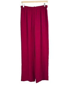 Eileen Fisher Fuchsia Pink Silk Straight Leg Pull On Pants Sz M - Picture 1 of 6
