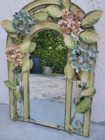 ANTIQUE ITALIAN TOLE ORNATE META  HANGING WALL MIRROR Cover