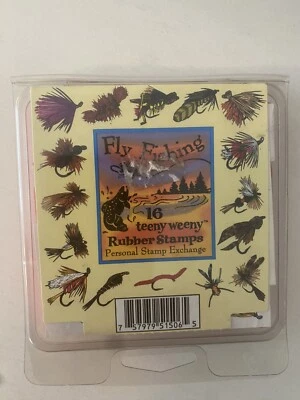 RARE Vintage Set 16 PSX  Designs Fly Fishing Lures Rubber Stamps - Image 1 of 4
